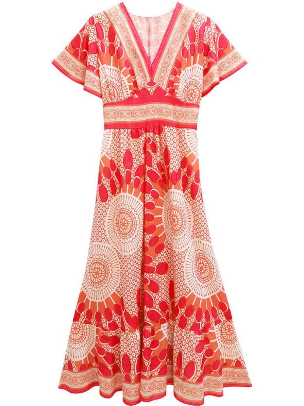 Oriental Print Maxi Dress
